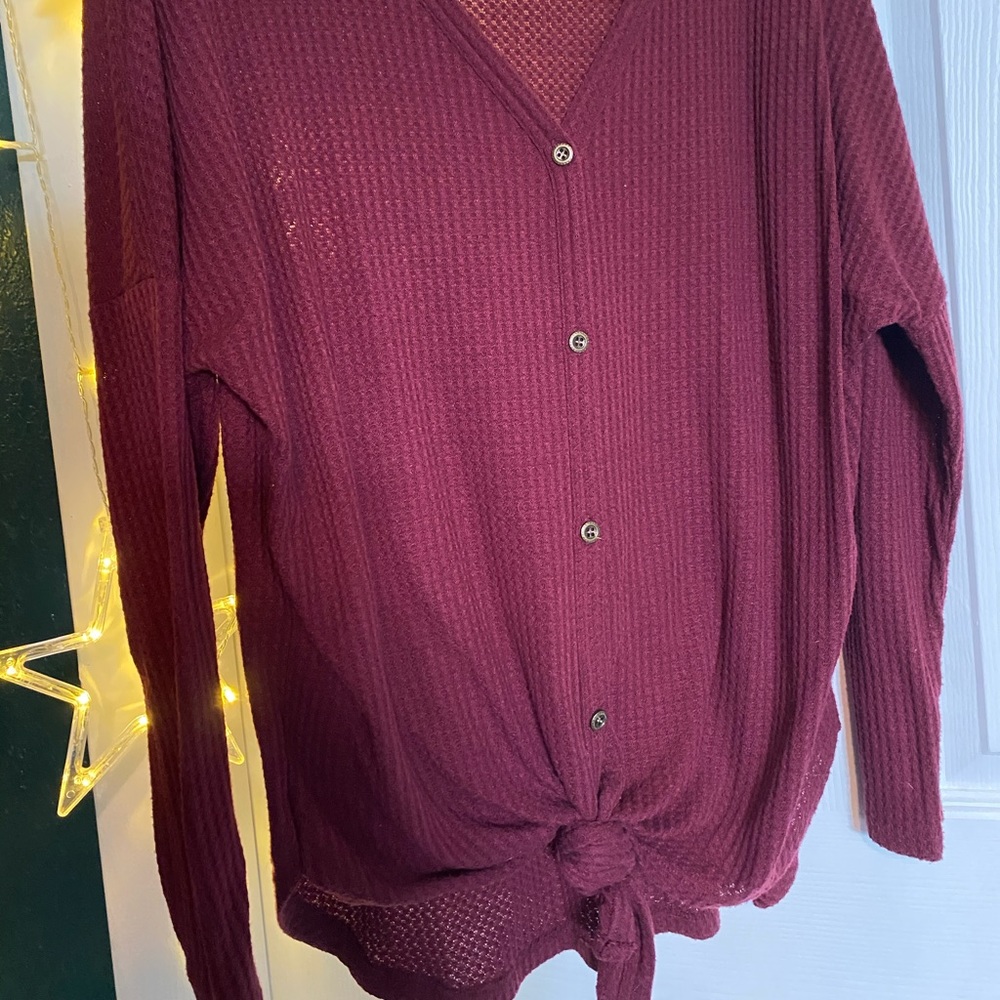 Front-tied Button Down Knit Sweater